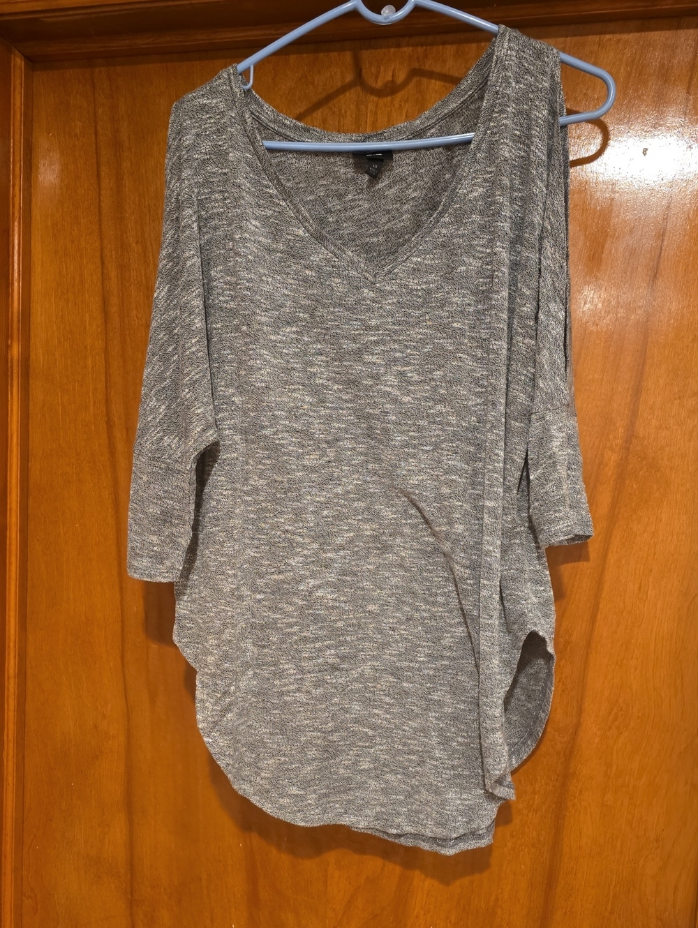 Massimo Dutti Heather Gray V-Neck Draped Tunic